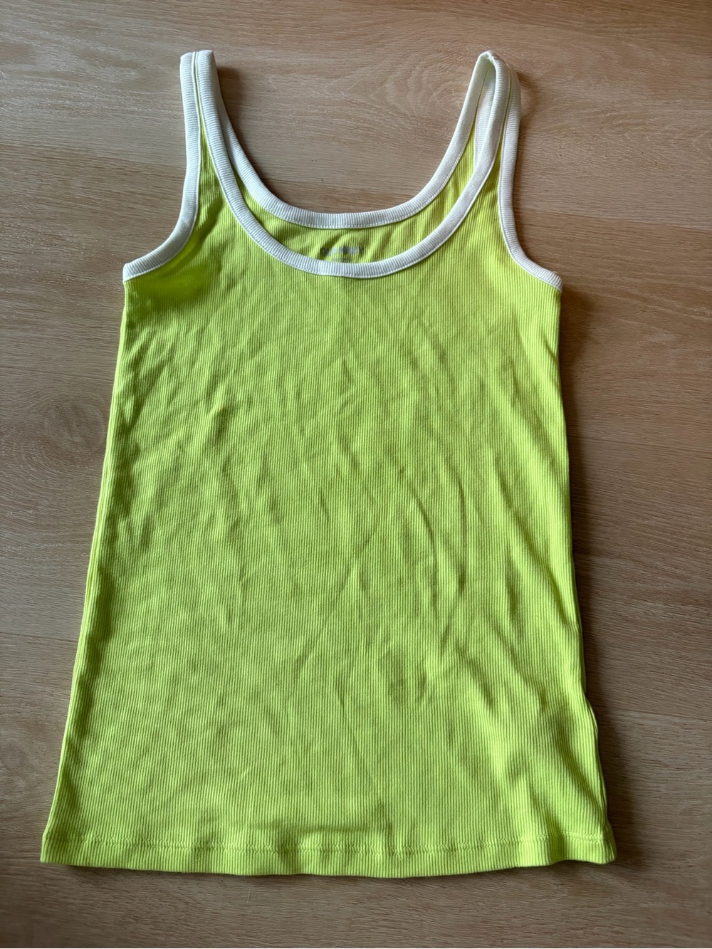 Old Navy Lime Green Ribbed Contrast Trim Scoop Back Tank S